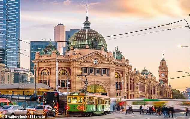 Lee Dobson, co-founder of Travel City, suggested Melbourne because it has a “vibrant cultural scene, diverse neighborhoods and welcoming locals.”  Above - Melbourne Flinders Street train station