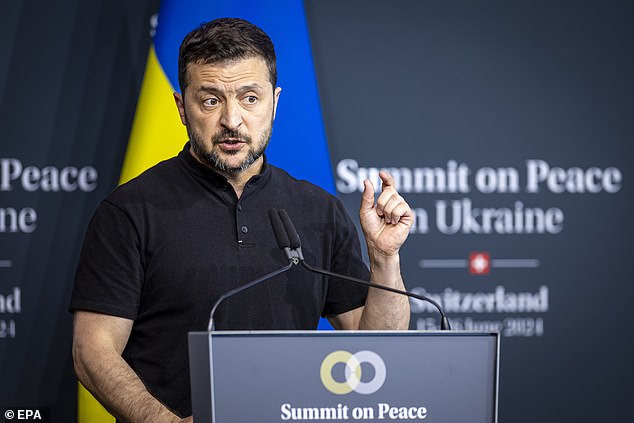Ukrainian President Volodymyr Zelensky gestures during a press conference of the Summit on Peace in Ukraine in Stansstad near Lucerne, Switzerland, June 16, 2024