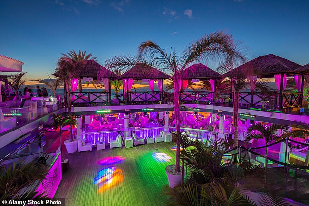 Jay Slater was seen dancing shirtless at Papagayo nightclub (pictured), at the end of the infamous Veronica's Strip area of ​​Playa de las Americas in Tenerife