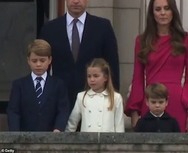 During the 2022 Buckingham Palace balcony performance, Charlotte was filmed telling her older brother George to stretch his arms