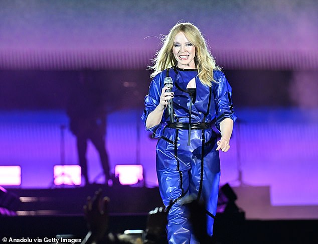 Kylie looked fit and fabulous as she took to the stage at the International Mawazine Music festival in Morocco on Friday.  Pictured
