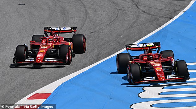 Charles Leclerc (right) beat Carlos Sainz to fifth after they argued at the start of the race