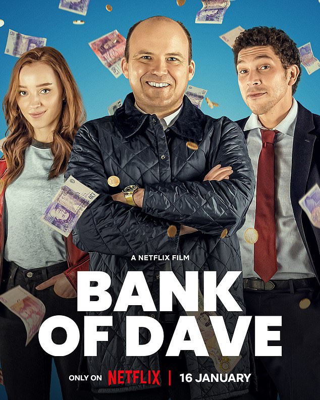 The down-to-earth businessman's extraordinary life was recently captured in the recent biopic called Bank of Dave, which was number one on Netflix (Rory Kinnear (middle) plays Dave)