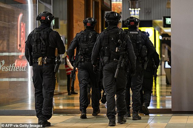 Heavily armed police officers secured the Adelaide shopping center by 5pm and all remaining customers were allowed to leave