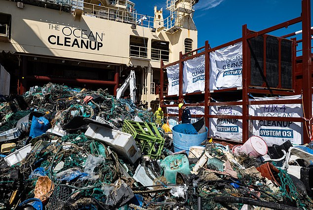 The floating garbage dump was first discovered in 1997 1,200 miles west of California and has since spread across the ocean