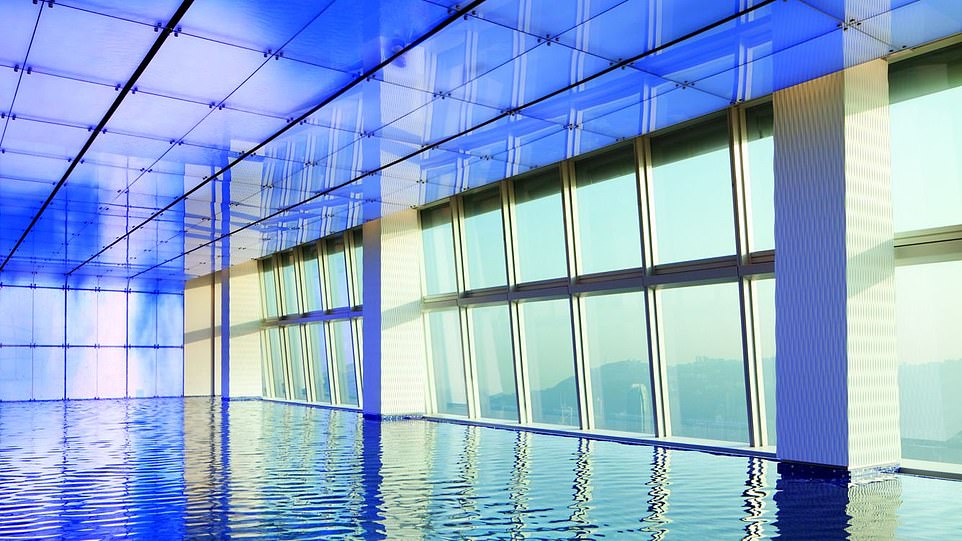 Harriet reveals that the Ritz-Carlton has the highest swimming pool in the world