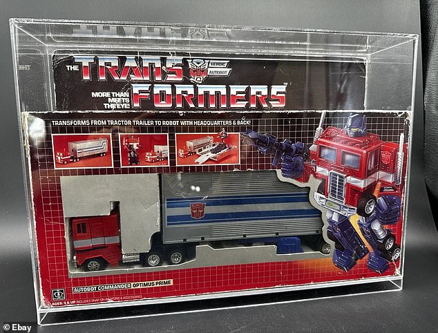 A large 1984 G1 series Optimus Prime, with original box, sold for $15,000 and most recently for $41,200 on Ebay