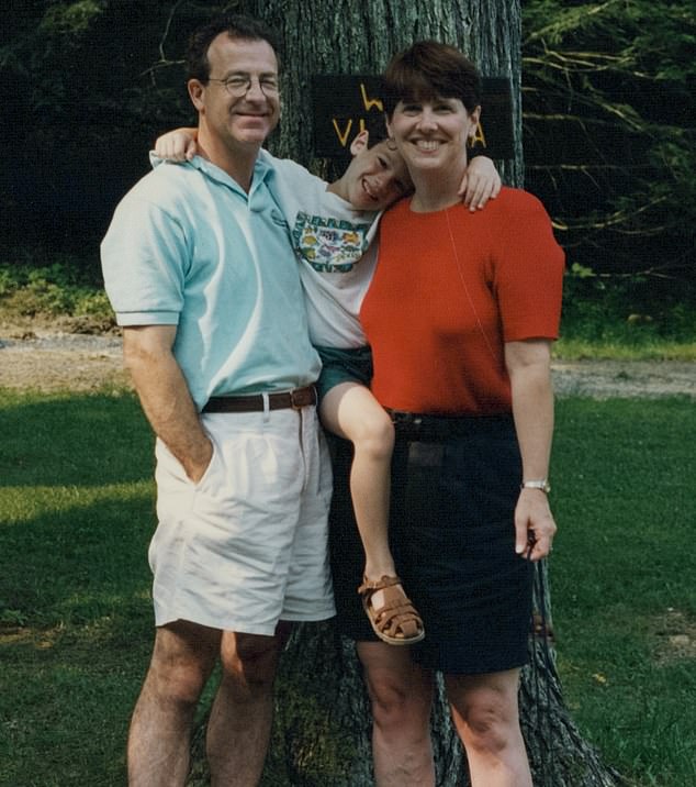 Patricia Roos (pictured next to Alex and her husband, left) said Alex was a happy, athletic child with a 'wicked sense of humor'