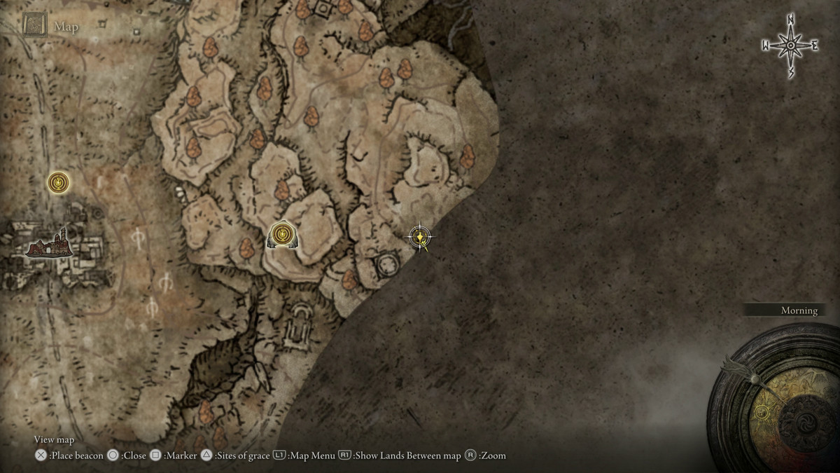 A map showing the location of a weapon in Elden Ring: Shadow of the Erdtree