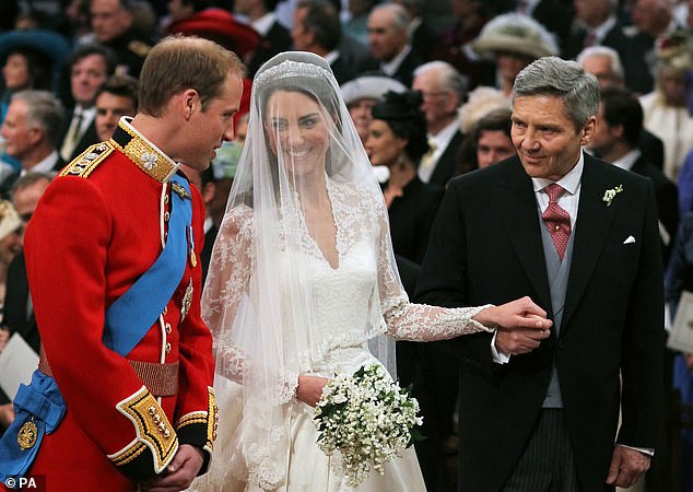 Michael cuts a dignified figure as he gives away his daughter Kate at her wedding in 2011