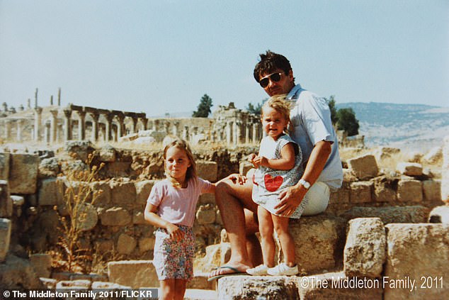 Catherine Middleton was four years old with her father and sister Pippa in Jerash, Jordan
