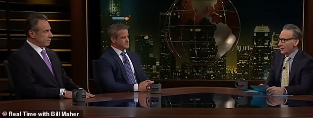 However, the comments appeared to stem from vitriol from Maher and guests Andrew Cuomo and ex-Illinois Rep. Adam Kinzinger, both of whom joined Maher in expressing their disapproval of Trump while on air.