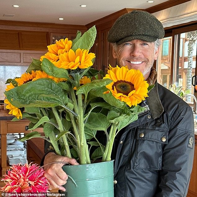 Along with a photo of the Hollywood legend holding a bouquet of sunflowers, Shaye thanked her husband for his 