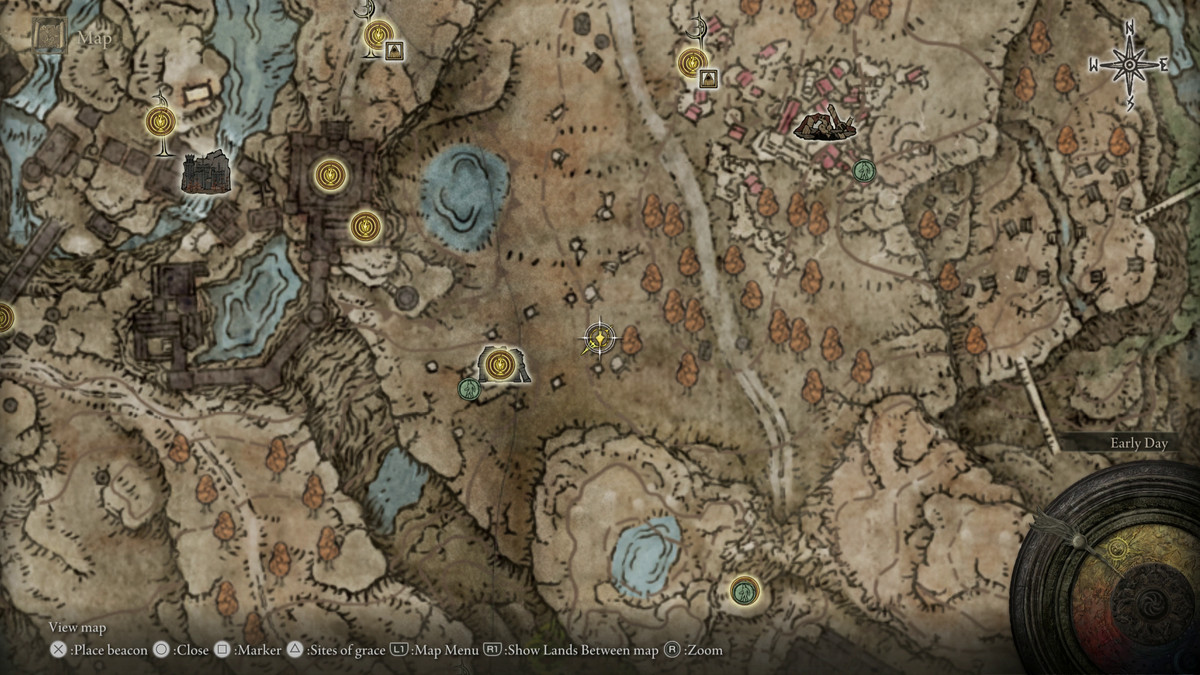A map showing the location of a weapon in Elden Ring: Shadow of the Erdtree