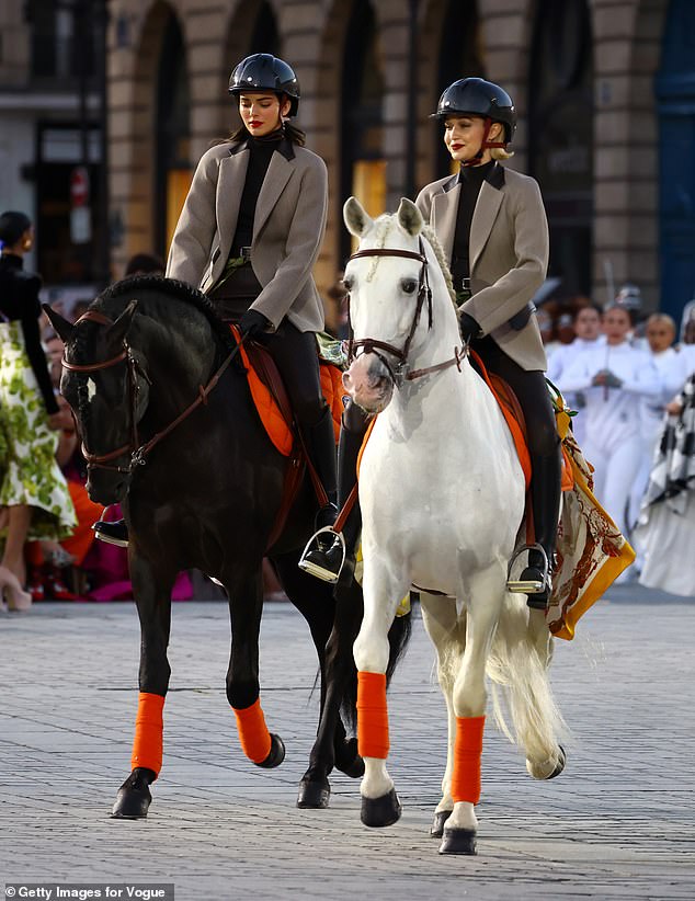 This year, Vogue World collaborated with youth athletic academies across France, combining different sports with a history of 100 years of French fashion (photo Kendall Jenner L and Gigi Hadid R)