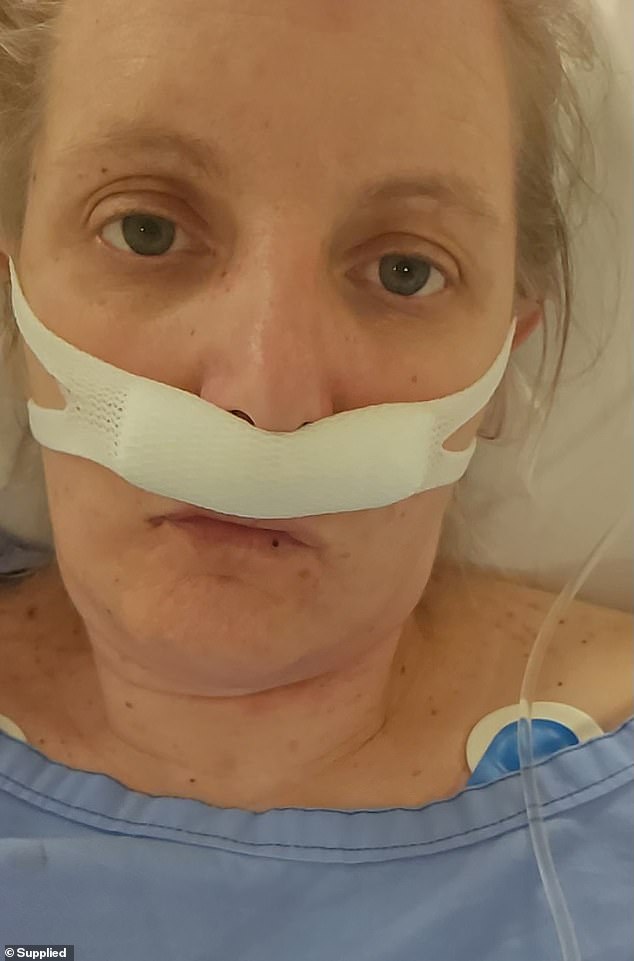 The diagnosis means that Claire (photo in hospital) cannot work full-time