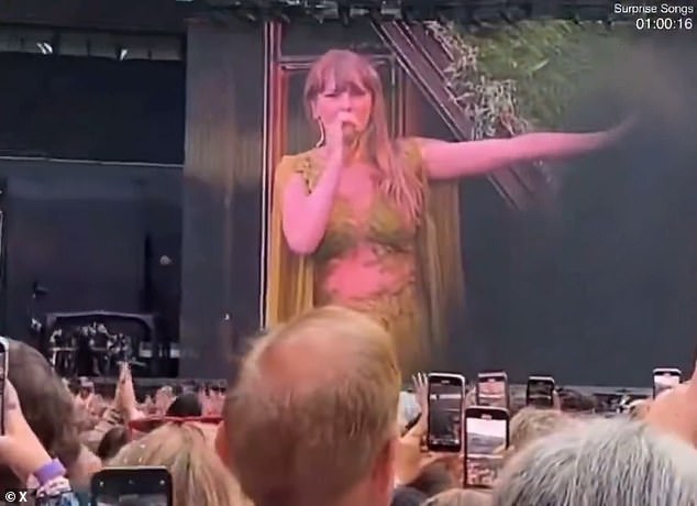 Swift pointed to her backing team and said they had been playing live for three and a half hours