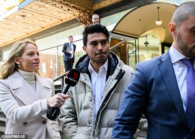 Davila (pictured outside a Sydney court on Monday) is accused of paying his teammates up to $10,000 to ensure they were given yellow cards during matches