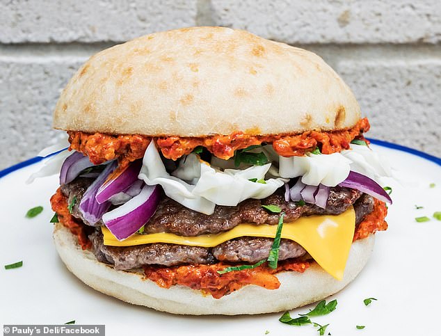 The Bulk King: two grilled Cevapi sausage patties, cabbage, Spanish onions and a generous amount of vibrant ajvar