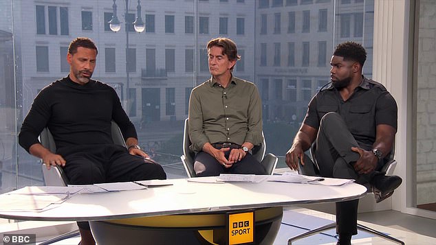 Rio Ferdinand, left, and Micah Richards, right, also heavily criticized the English showing on the BBC