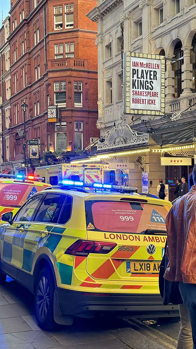 London ambulances rush to the scene after the shocking fall in the West End