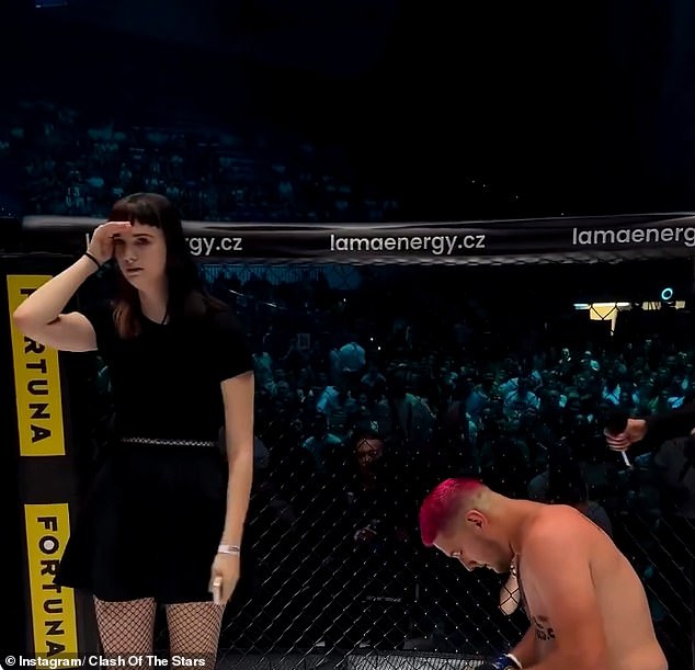 Lukas Bukovaz got down on one knee after suffering a defeat in the cage but was denied