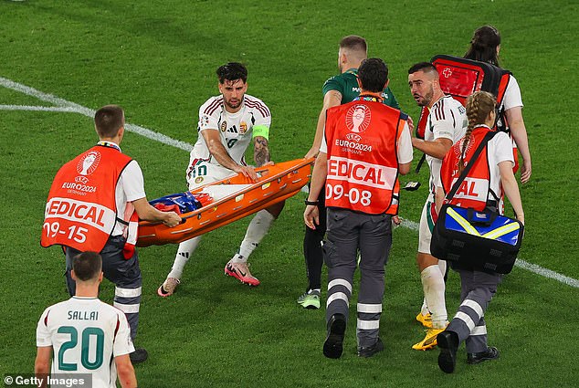 Play was stopped at the Stuttgart Arena as medical staff attended to the 29-year-old