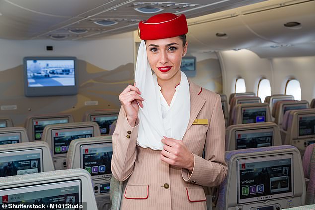 Emirates (file image) offers flight attendants living in Dubai access to its 'beauty hub', with a fleet of makeup, skin care and hair experts