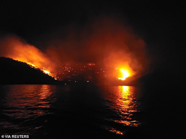 A general view of a forest fire on Hydra island, Greece, June 21, 2024