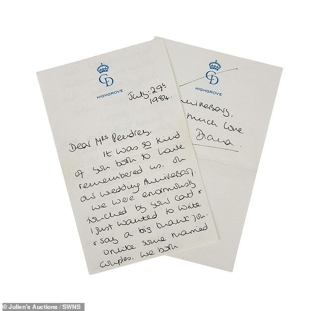 And the auction is not limited to Diana's couture pieces;  her handwritten letters are also sold