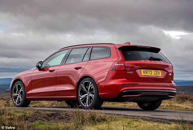 A recent slowdown in private EV purchases could also have influenced Volvo's decision to bring back petrol hybrid models it recently pulled from UK showrooms.  Pictured: a Volvo V60 hybrid