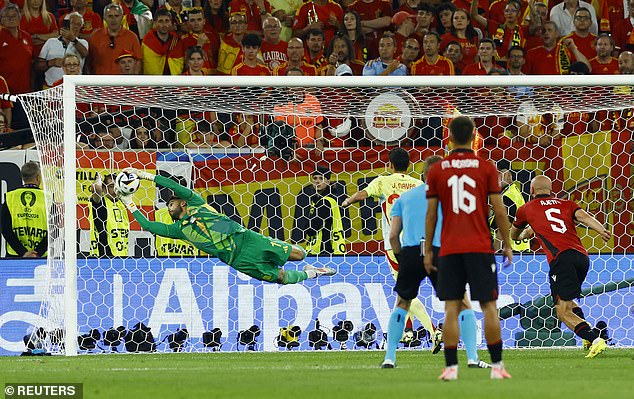 Albanian Armando Broja forced a smart save from Spanish goalkeeper David Raye, but little else