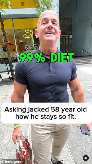 The man pictured above said he relies on diet to maintain his shape