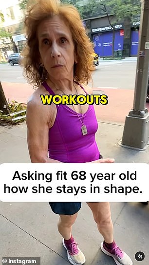 The above woman, 68, said she does 50 push-ups and runs 10 miles for her figure