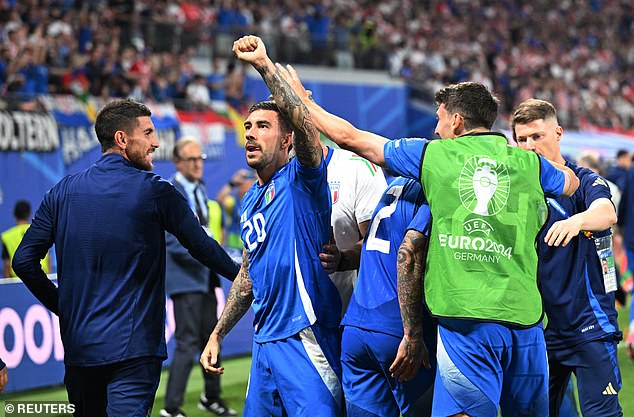 Mattia Zaccagni (pictured) scored a dramatic late equalizer to put Croatia on the brink of elimination