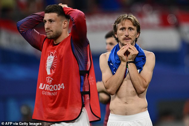 After being substituted into the match, Modric had to watch as Croatia let their lead slip