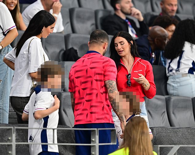 Kyle Walker was also seen with his wife Annie Kilner (red top) and their children