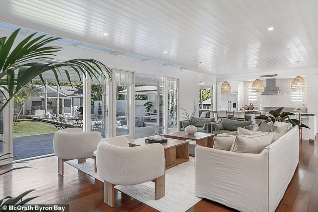 The luxury property, which they bought for a whopping $8.26 million, sits on an elevated 1,010 sqm block and features sleek open-plan living.