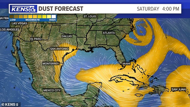 Saharan dust will hit the Florida coast and travel across the Gulf of Mexico before reaching the southern region of Texas