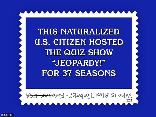 The stamp features the show's familiar white text on a blue background and reads: 