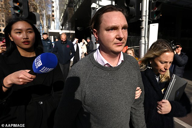 Geordie Lynn navigates past reporters outside the High Court in Melbourne on Tuesday