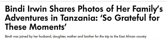 US Magazine (photo) mistook Tasmania for Tanzania, an East African country