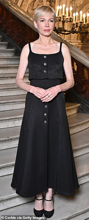 On Tuesday, Michelle Williams (R) attended the Chanel show during Paris Fashion Week