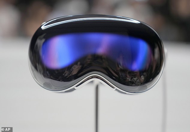 Apple's first-ever mixed reality headset, Vision Pro (pictured), lets wearers choose apps with their eyes.  It will be released on July 12 in the UK, Australia, Canada, France and Germany