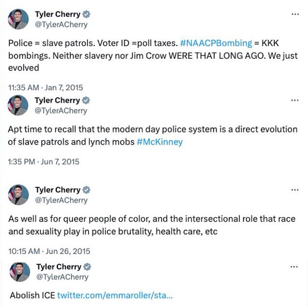 Some of Cherry's previous tweets expressed anti-police and anti-ICE views