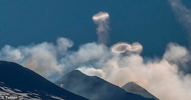 The meteorologist also mentioned that the round shape noticed in the sky may also have been the result of volcanic activity (seen here)