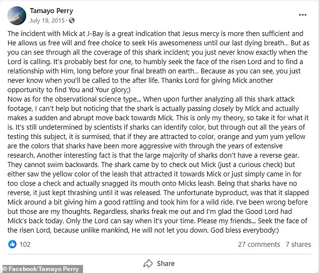 1719333507 108 Surfing legend and actor Tamayo Perrys eerie post about shark infested