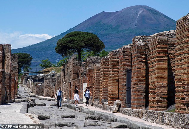 Mount Vesuvius seen from Pompeii.  Mr. Irwin suddenly became ill near the top of the volcano.  Despite rescuers' efforts to save him, he died on the spot