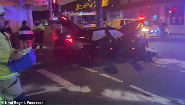 The Lamborghini Urus (pictured) crashed into a sedan across the road along Kent Street, in New Farm, Brisbane, at around 7.40pm on Friday.