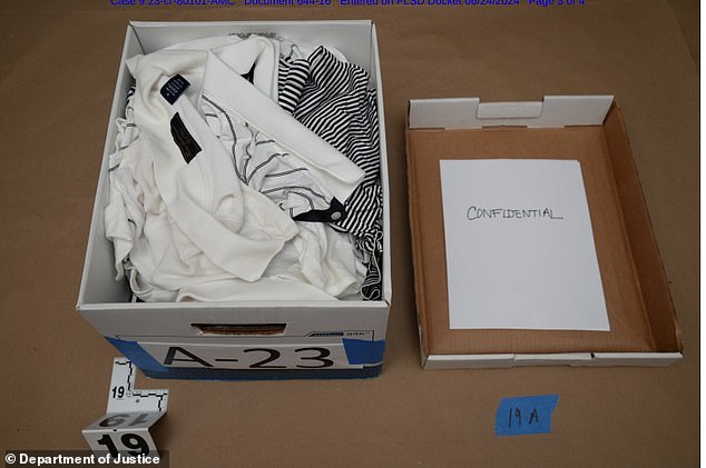 Another image shows a box full of dress shirts, plus a cover page that says 